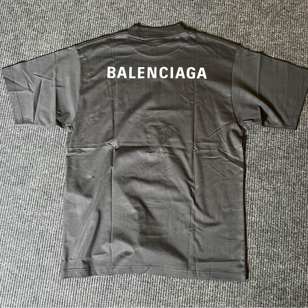 Balenciaga Charcoal Gray black Logo Tee